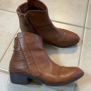 Boutique fringe side zip booties